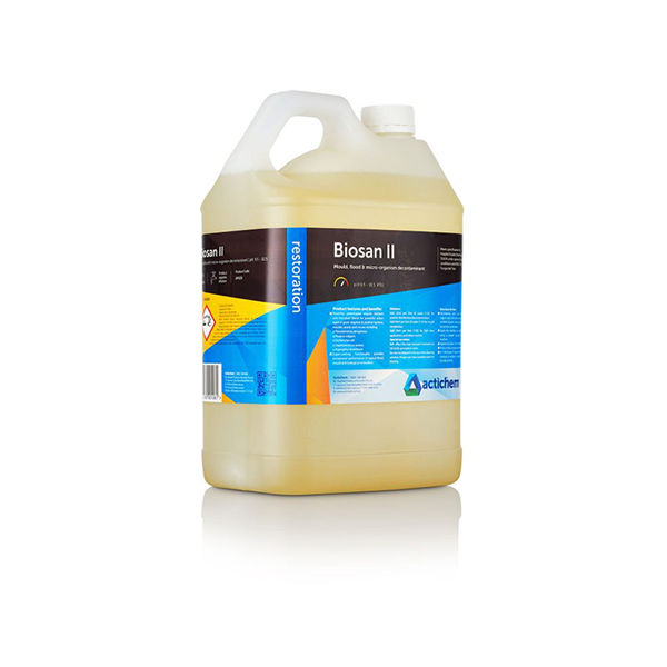 The BIOSAN II hospital-grade disinfectant is a powerful cleaning solution designed for use in healthcare settings. The image showcases a professional-grade spray bottle filled with the disinfectant liquid. The label prominently displays the product name and key features.