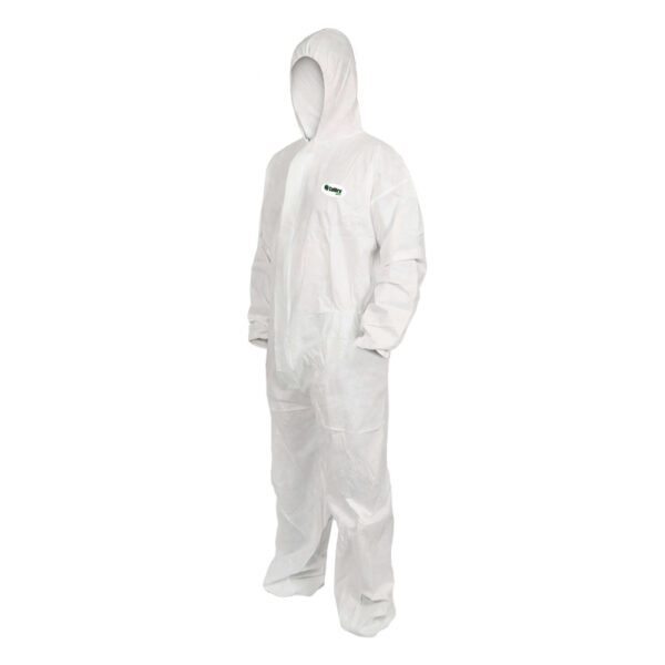 These white overalls are quite useful in restoration situations, to keep particulate matter off the skin