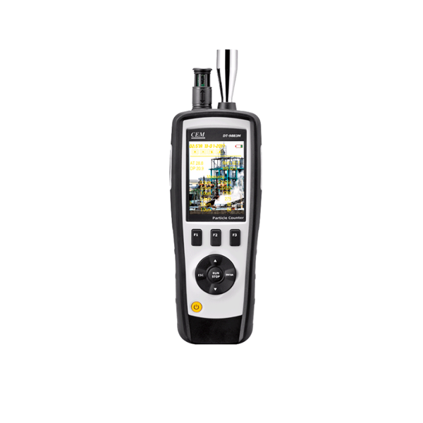 The CEM DT-9883M Air Particle Counter and Gas Detector is able to additionally detect CO2 and TVOC in the air, making it more versatile than the DT-9881M