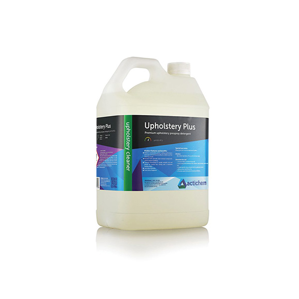 Upholstery Plus by Actichem is an effective upholstery prespray detergent specifically designed to emulsify soil on synthetic-fibre upholstery.