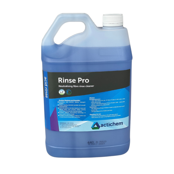 An image of Actichem Rinse Pro 5L's front label, clearly visible and readable. It shows the front label.