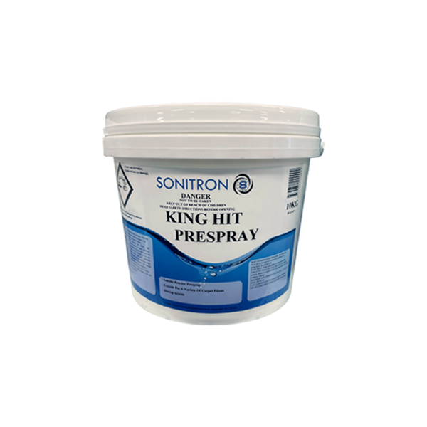 10kg white opaque tub of Sonitron King Hitwith sealed white lid. Label is visible.